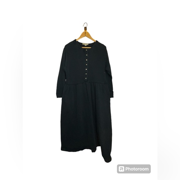 Vintage Smith & Hawken Fleece Lined Round Neck Pleated Pearl Snap Maxi Dress LG - Picture 1 of 7